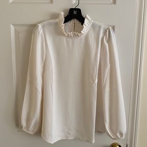 J. Crew Ruffle Neck Crepe Blouse